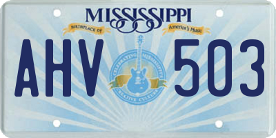 MS license plate AHV503