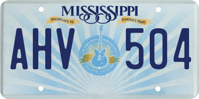MS license plate AHV504