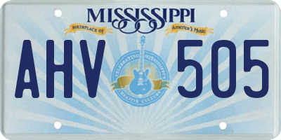 MS license plate AHV505
