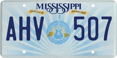MS license plate AHV507