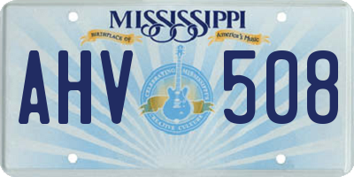 MS license plate AHV508