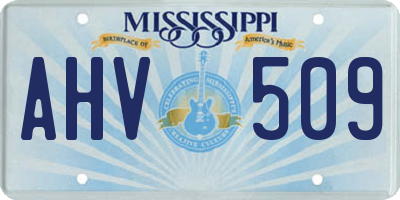 MS license plate AHV509