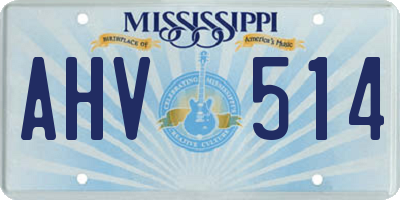 MS license plate AHV514
