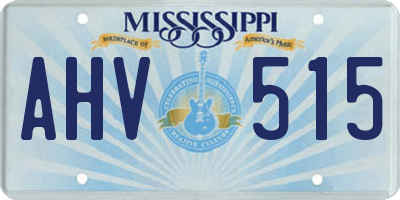 MS license plate AHV515