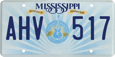 MS license plate AHV517