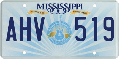 MS license plate AHV519