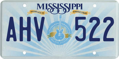 MS license plate AHV522