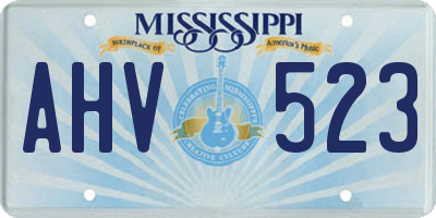 MS license plate AHV523