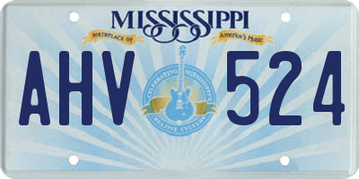 MS license plate AHV524