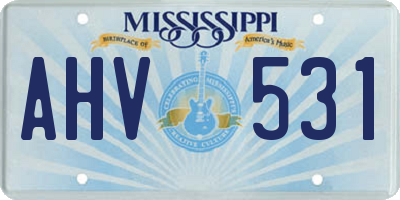 MS license plate AHV531