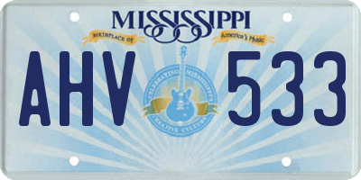 MS license plate AHV533