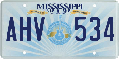 MS license plate AHV534