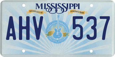 MS license plate AHV537
