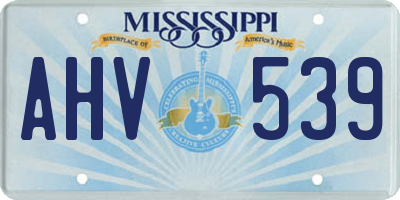 MS license plate AHV539