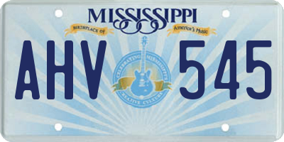 MS license plate AHV545