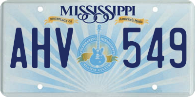 MS license plate AHV549