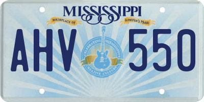 MS license plate AHV550