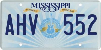 MS license plate AHV552