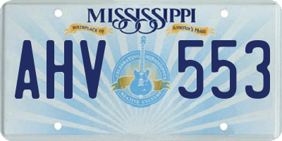 MS license plate AHV553
