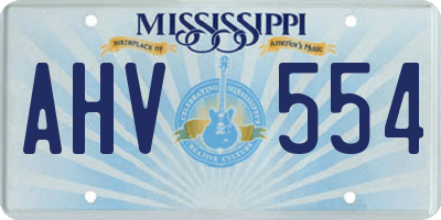 MS license plate AHV554
