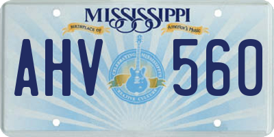 MS license plate AHV560