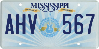 MS license plate AHV567