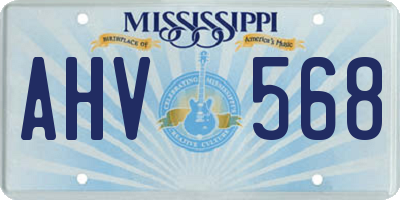 MS license plate AHV568