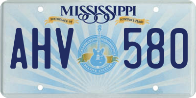 MS license plate AHV580