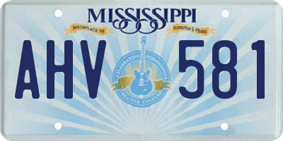 MS license plate AHV581