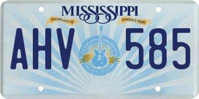 MS license plate AHV585