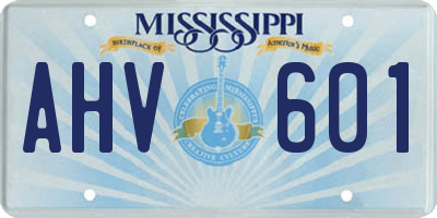 MS license plate AHV601