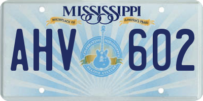 MS license plate AHV602