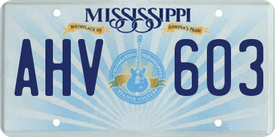 MS license plate AHV603