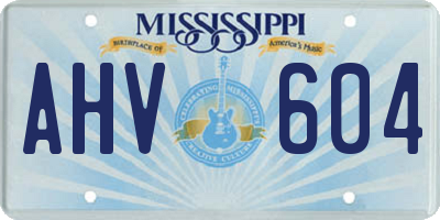 MS license plate AHV604