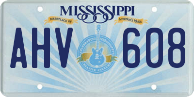 MS license plate AHV608