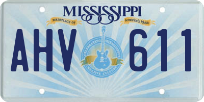 MS license plate AHV611