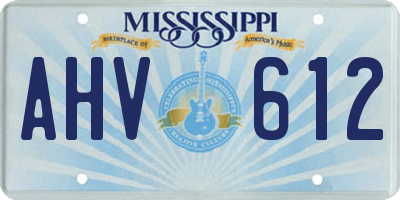 MS license plate AHV612