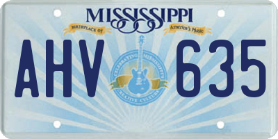 MS license plate AHV635