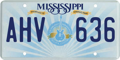 MS license plate AHV636