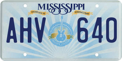 MS license plate AHV640