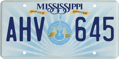 MS license plate AHV645