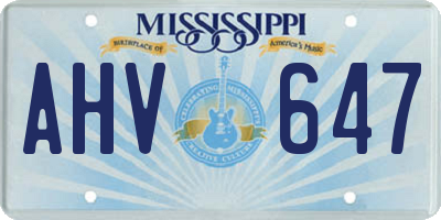 MS license plate AHV647