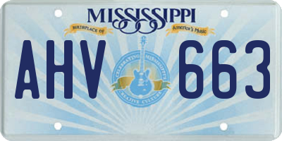 MS license plate AHV663