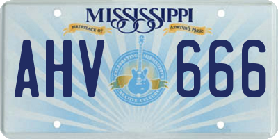 MS license plate AHV666