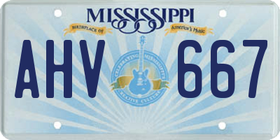 MS license plate AHV667