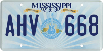 MS license plate AHV668