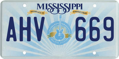 MS license plate AHV669