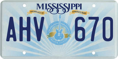 MS license plate AHV670