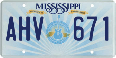 MS license plate AHV671