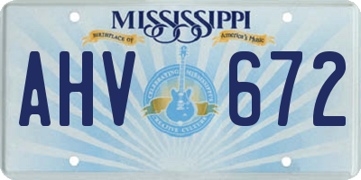 MS license plate AHV672